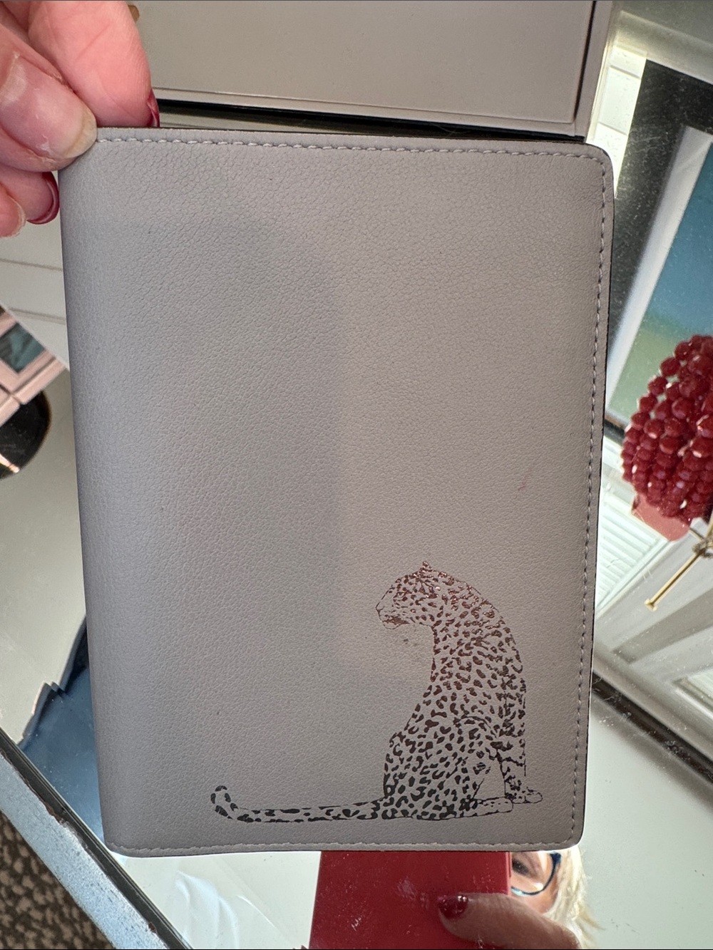 Cartier Gray Leopard-Print Passport Cover